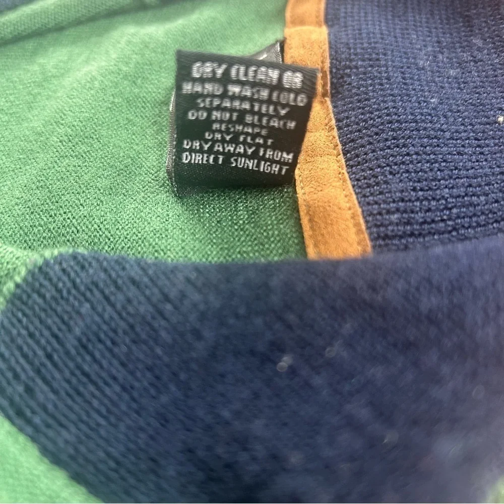 Belford Men 100% Extrafine Merino Wool. Size L Green Quarter zip St Patrick’s - Picture 6 of 10